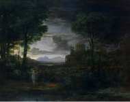 Gellee Claude Le Lorrain Landscape with Jacob Wrestling with the Angel Night  - Hermitage
